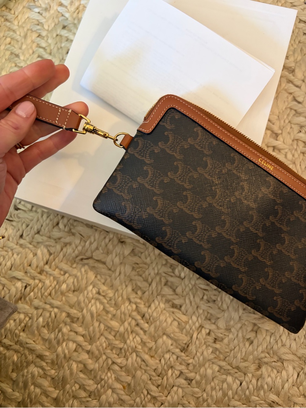 Celine Triomphe Canvas Pouch with long strap - Picture 2 of 3